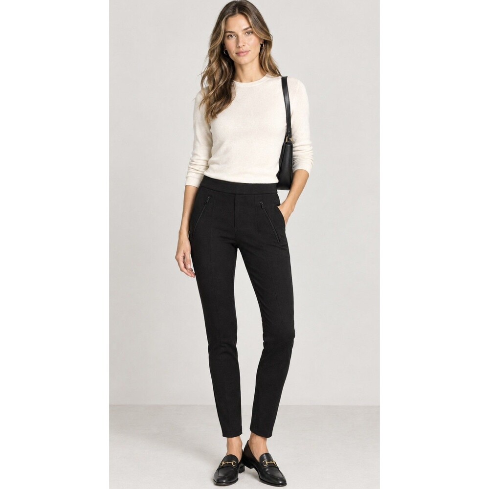 Vince Pants Womens Size 8 Black Skinny Leg Career Trouser Ponte Knit V2864-20670